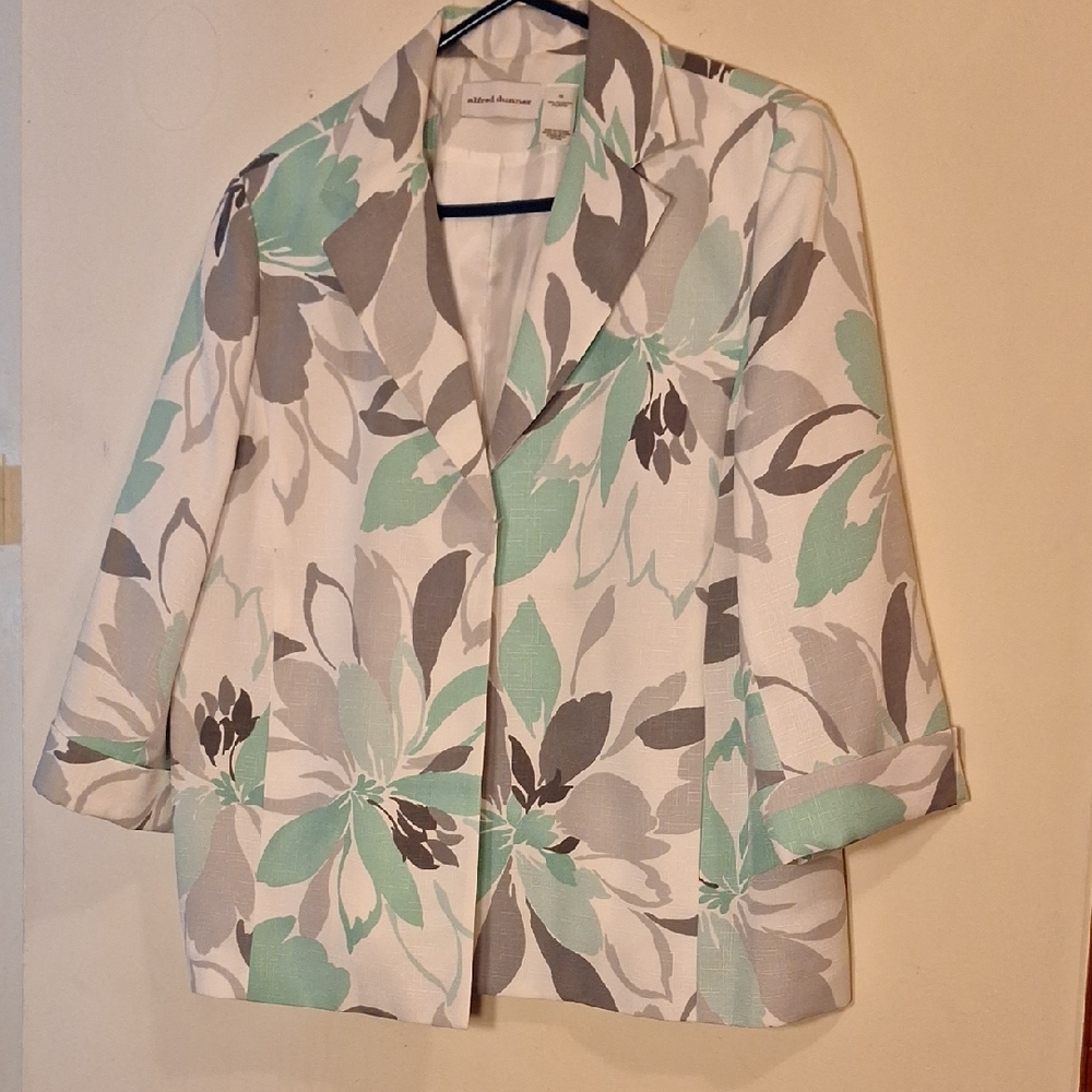 Michael Kors Women's Mint and Gray Floral Blazer Size 16 WOMENS